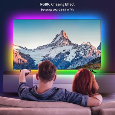 Світлодіодна стрічка RGBIC 2,5 м Підсвічування світлодіодного телевізора Dreamcolor для телевізорів від 32 до 55 дюймів Розумне світлодіодне підсвічування, додаток і пульт дистанційного керування, синхронізація з музикою, світлодіодне світлодіодне USB-під