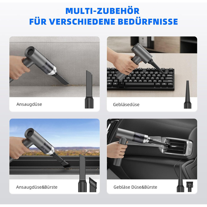 Стьобаний північний ручний пилосос, акумуляторний ручний пилосос 15000Pa USB-C Акумуляторний, міні-пилосос з безщітковим двигуном,