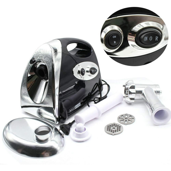 Електрична м'ясорубка 2800 Вт, мультипроцесор для набивання ковбас, 1,5 кг/хв, ковбасник з 3 шліфувальними пластинами і трубками д