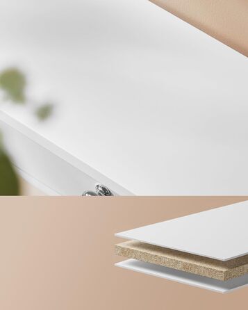 Настінна полиця SONGMICS, плаваюча полиця з 2 шухлядами, вантажопідйомність до 15 кг, 15 x 65 x 10 см, для коридору, вітальні, офісу, легке складання, компактна, сучасна, біла LWS65WT