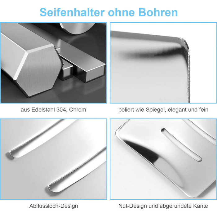 Мильниця без свердління з нержавіючої сталі самоклеюча, мильниця кошик мильниця настінне кріплення для губок щіток мила, настінне