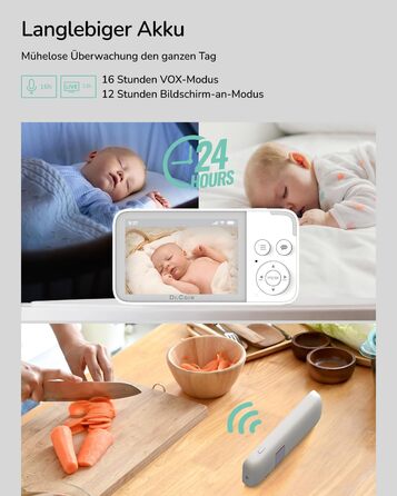 Монітор Dr.Care NeoView з камерою, екран 3,5 дюйма, відеоняня, 2-сторонній аудіо, циклічний запис, нічне бачення, VOX, датчик темп