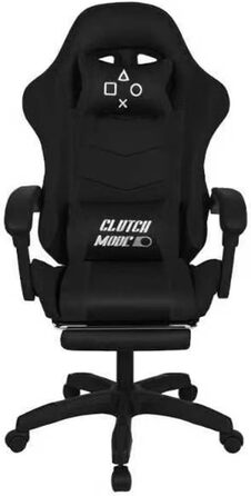 Ергономічне ігрове крісло FRANKYSTAR Clutch з поперековою подушкою, підголівником та підставкою для ніг з ПВХ, чорного кольору
