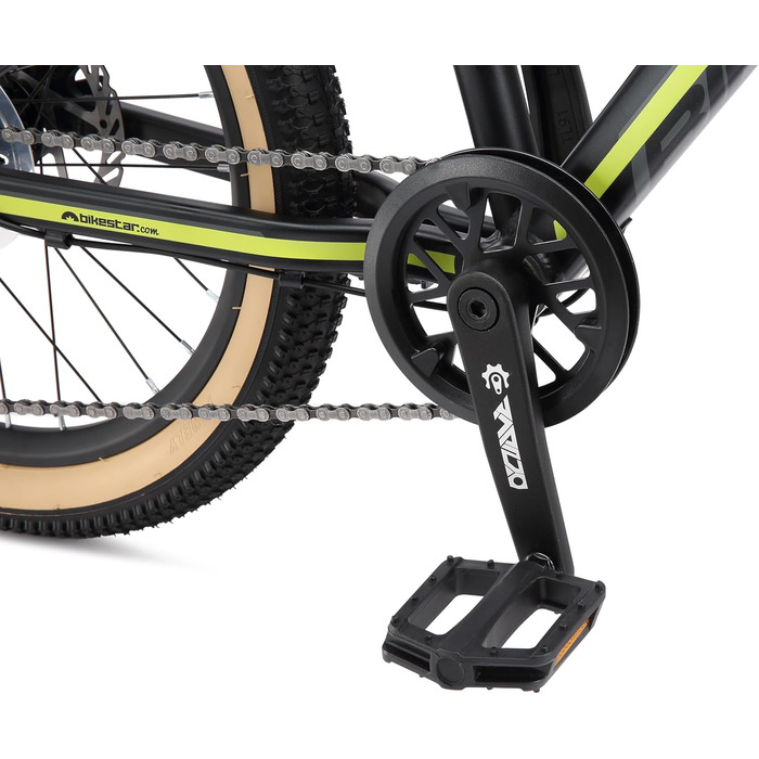 Дитячий алюмінієвий гірський велосипед BIKESTAR, 7 швидкостей Shimano, дискові гальма, вік 6 20-дюймовий дитячий гірський велосипед БЕЗ РИЗИКУ, чорний