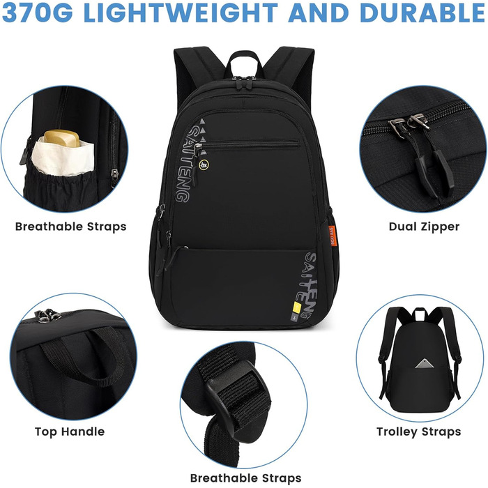 Рюкзак 40x20x25 для подорожей літаком Ryanair, розширюваний рюкзак для ноутбука 15,6 дюймів, дорожня сумка для ділових поїздок, рюкзак для ноутбука чорного кольору - 40 x 20 x 25 см