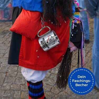 Долийте, будь ласка Чашка з нержавіючої сталі з карабіном Ідея подарунка 330 мл Чашка Для кемпінгу Ключки Сріблястий без кришки