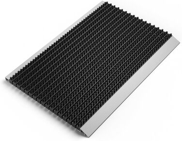 Вуличний алюмінієвий килимок для дверей з чорними щітками, килимок для вловлювання бруду 55 x 90 см, вуличний килимок для дверей, алюмінієвий килимок для вулиці, килимок для дверей, скребок для взуття для входу в будинок, килимок для вулиці з щіткою, кили