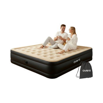 Самонадувальний надувний матрац/ліжко AVENLI для 2 осіб, 203x157x47 см, надувне гостьове ліжко з вбудованим насосом, надзвичайно висока спальна поверхня, флокована поверхня для кемпінгу та дому