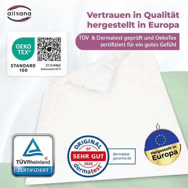 Підковдра Allsana гіпоалергенна 135x200 см Постільна білизна від алергії Оболонка від кліщів Захист від кліщів для людей з алергією на домашній пил Внутрішній чохол для ковдр, стійкий до алергії Сертифіковано TV
