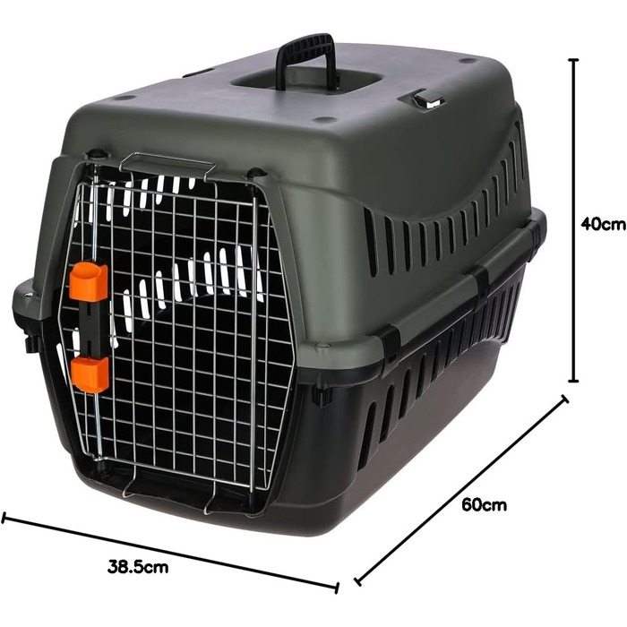 Транспортний ящик Kerbl Eco (Д x Ш x В 60 x 40 x 38,5 см, з мискою для води та ручкою для перенесення, високоякісні металеві дверцята) 80561