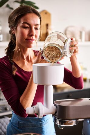 Борошномельний верстат Kenwood KAX941PL (аксесуар для кухонного комбайна, підходить для всіх кухонних комбайнів Chef і kMix, сталевий подрібнювач), білий