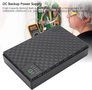 Джерело безперебійного живлення (UPS) з акумулятором 10400 мАг, USB 5В DC 5В/9В/12В, PoE 15В/24В, потужністю до 18Вт (Європейська вилка 85-265В)