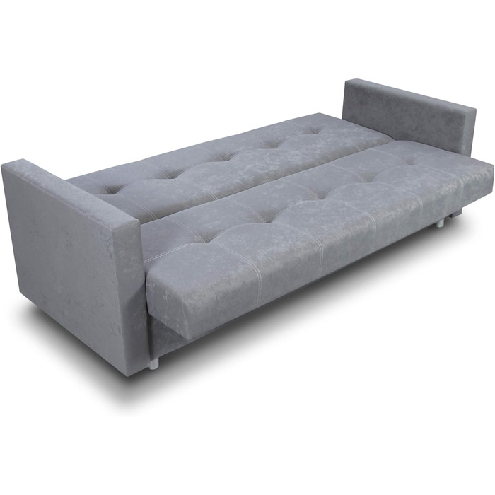 Розкладний диван Suedine Dave - Диван з функцією сну та ящиком для зберігання речей, ліжко, вибір кольорів, розкладний диван, диван від виробника, клік-клак (Сірий (Suedine 06))