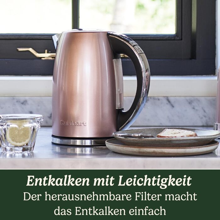 Чайник Cuisinart Multi-Temp 1,7 л | Рожевий | Швидке кип’ятіння 3000 Вт | Регульована температура 85–100°C | Бездротова база 360° | Нержавіюча сталь
