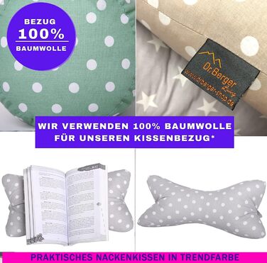 Подушка-рулончик для шиї Dr. Berger Reading Bone, подушка для книги, телевізора - 100 бавовняна декоративна подушка як підставка для книги, планшет, телевізор, ергономічна подушка для шиї з візерунком у горошок, подушка для читання для комфортного читання