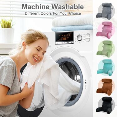 Подушка для читання Mingfuxin для ліжка, подушка для ліжка зі знімним валиком для шиї та вищим підлокітником для сидіння в ліжку, дивані, підлозі, подушка для читання зі спинкою для дорослих, подушка для спини для читання, перегляду телевізора, сірий полі