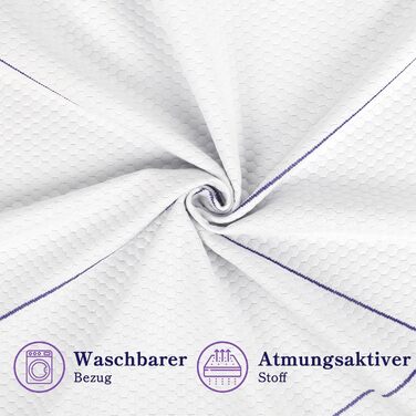 Матрац Vesgantti 90x200 см Матрац з холодної піни H3, висота 18 см, сертифікований Oeko-Tex, середньої жорсткості, згортається в рулон, знімний тканинний чохол, що прається, із застібкою-блискавкою, лавандово-фіолетовий, рівень жорсткості 3, висота 18 см,