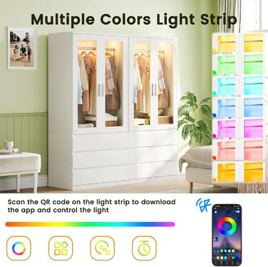 Дводверна шафа Dripex, маленька шафа з однією рейкою для одягу та 3 шухлядами 80 x 48 x 180 см Біла, мінімалістична гардеробна-шафа для спальні, дводверна 80 x 48 x 180 см