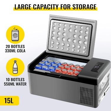 Портативний морозильний міні-холодильник електричний Cool Box, автомобільний Cool Box 15 л 98 x 320 x 260 мм Cool Box електричний 20 10 компресорний Cool Box, автомобіль, вантажівка, човен, будинок на колесах, кемпінг