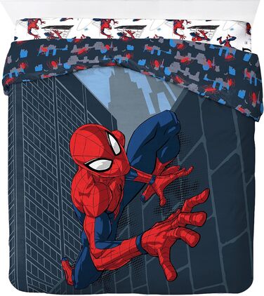 Двоспальне ліжко Джей Франко Marvel Spiderman City Streets з підодіяльником 200x200см 2 наволочки 50x70см 100 бавовна синій - Spid