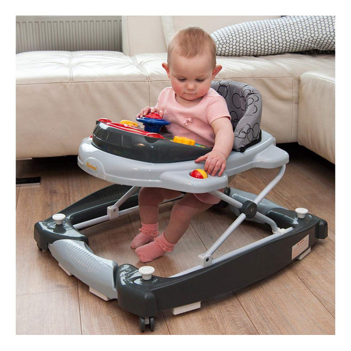 Ходунки Baninni Baby Walker 2в1 Babywalker Play і Baby Walker Baby Rocker Функція Світло, музика, Play Center Обідній стіл сірий, від 6 місяців