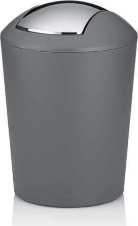 Сірий, відро для сміття з поворотною кришкою, відро для косметики 5 л з поворотною кришкою, пластик, MARTA, відро для сміття у ван