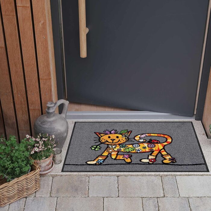 Килимок Salonloewe Funky Cat 050x075 см, килимок для дверей, килимок для очищення, килимок для передніх дверей, брудоуловлювач, килимок для вулиці, що миється