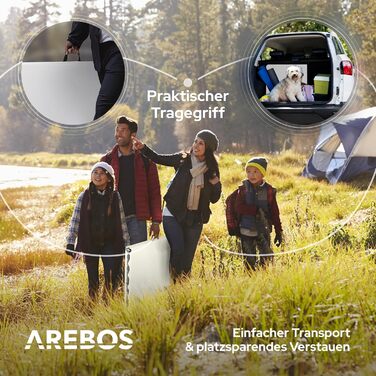 Складаний фуршетний стіл Arebos 182 x 74 x 74 см, водонепроникний садовий стіл, вечірній стіл, розкладний стіл для саду, патіо та балкону 8 осіб Кемпінговий стіл з ручкою для перенесення Білий