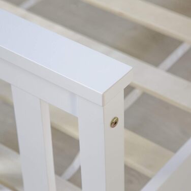 Ліжко Homestyle4u з масиву дерева 140x200 з рейковою основою, узголів&39ям, біле, двоспальне ліжко, каркас ліжка, соснова деревина, 140 x 200 см, білий