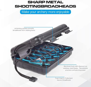 Наконечники стріл 100 гран (вкручувані) — для зовнішнього використання, сині, 12 шт. + пластиковий кейс