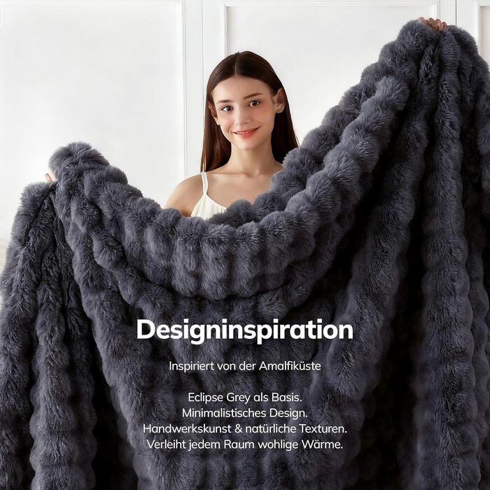 Електрична ковдра з підігрівом Keenstone, затишна зігрівальна ковдра, 9 температурних режимів, можна прати в пральній машині, з автоматичним вимкненням, антрацитово-сірий колір