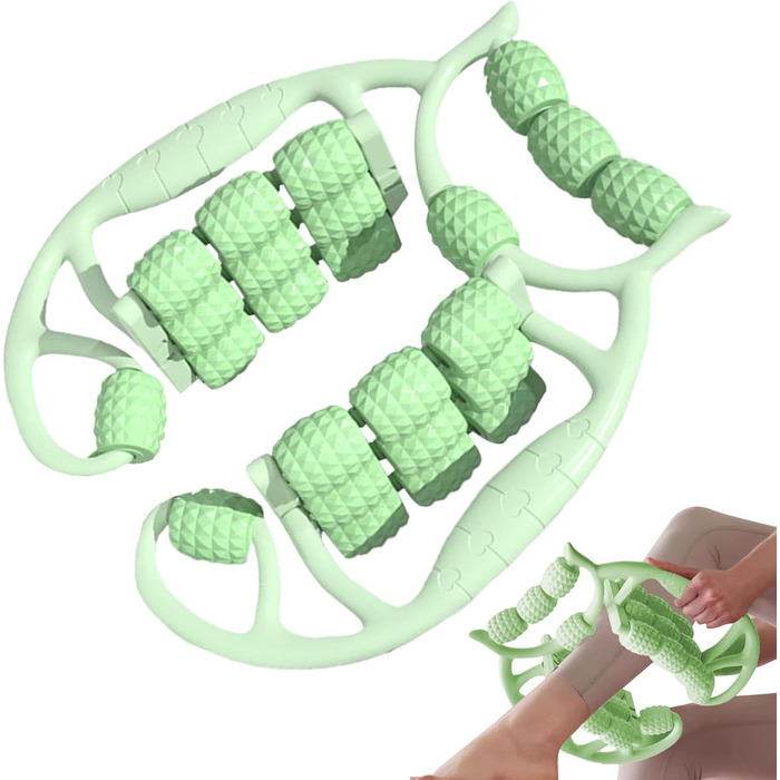 Ролик для масажу ніг 24-колісний масажер для ніг з затиском для рук - портативні аксесуари для масажу Ергономічні затискачі Масажер для руки, передпліччя, м'язів ніг, зеленого кольору
