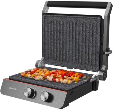 Електричний гриль Cecotec Rock'nGrill Blaze Neon потужність 2200 Вт, розкладна конструкція 180, точне керування з індикатором, знімні панелі, велика поверхня 29 x 23 см