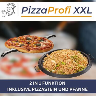 Піч для піци Sommertal PizzaProfi XXL з кам'яною плитою 39 см піч для піци електрична, швидка 3-хвилинна піца, до 380C набір із 5 предметів із вставкою для сковороди, 2 шт. шкірка для піци, різак, піца Stone PizzaProfi XXL 39 см
