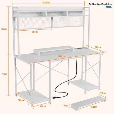 Ігровий стіл Devoko зі світлодіодним підсвічуванням, письмовий стіл DIY на кілочках з USB-портом і розеткою, комп'ютерний стіл 120