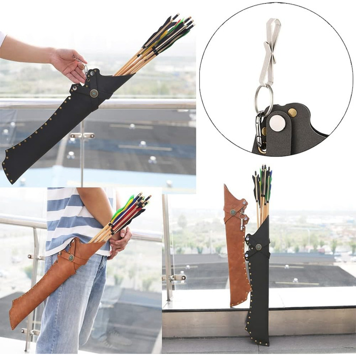 Шкіряний сагайдак для стріл Wolf, чорний/коричневий, 61×11 см