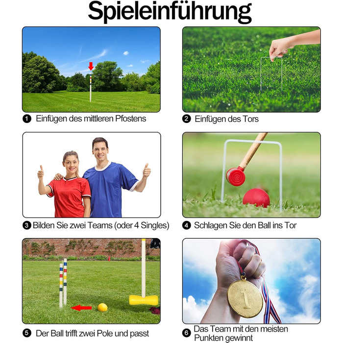 Екологічний набір для крокету без запаху, садовий набір для гри в крокет для 4 гравців, дерев&39яна гра в крокет на свіжому повітрі, підходить для всіх типів людей та будь-яких типів місць.