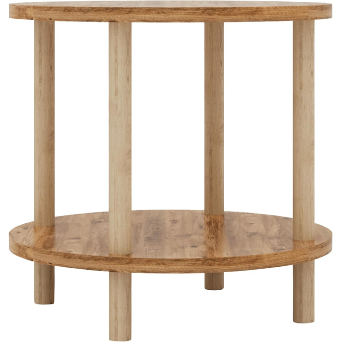 Круглий журнальний столик VES стіл для вітальні з нижньою полицею 49 x Ø 42 см тумбочка для ліжка диванний столик під дерево