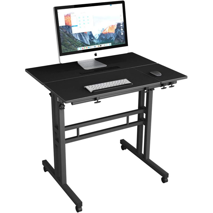 Комп&39ютерний стіл/стіл для ноутбука з регульованою висотою на колесах, мобільний стіл/стіл для ПК/стіл для ноутбука/підставка для ноутбука для дому та офісу, чорний