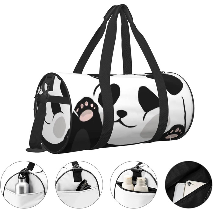 Дорожня сумка-циліндр з кумедним малюнком панди, спортивна сумка для чоловіків та жінок, сумка для подорожей, спортивний баул