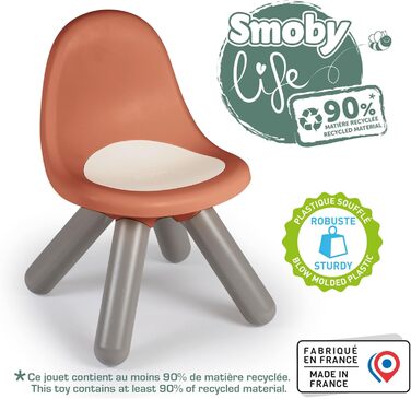 Дитячий стільчик Terracotta - Виготовлений з переробленого матеріалу, стійкий до ультрафіолетового випромінювання, міцний пластик, для використання в приміщенні та на вулиці, з 18 місяців. Перероблений