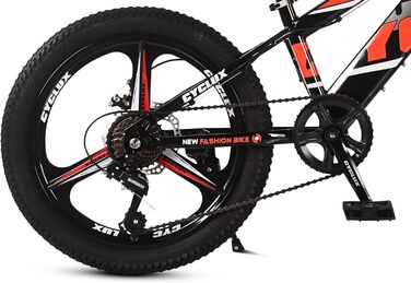 Дюймовий дитячий гірський велосипед для хлопчиків та дівчаток 7-швидкісні передачі Shimano передні та задні дискові гальма амортизаційна вилка міцна сталева рама дитячий велосипед, червоний, 20-
