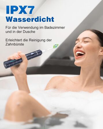 Електрична зубна щітка, електрична зубна щітка, зубна щітка для чутливих людей, 45000 об/хв, 5 режимів, 6 насадок для щітки DuPont, 120 днів роботи від батареї, індикатор рівня заряду батареї, таймер, IPX7, синій
