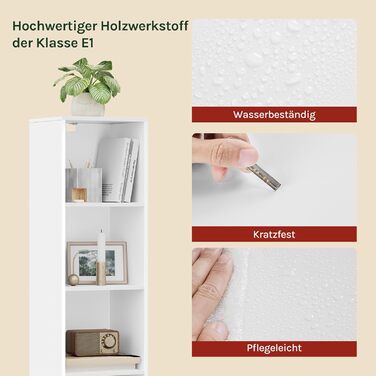 Книжкова полиця WOLTU з 6 відділеннями, окремостояча кубічна полиця, стояча полиця, офісна полиця, полиця для зберігання, полиця для файлів, виготовлена з інженерної деревини, 30x158,5x24 см (ШxВxГ), SK003ws6 6 полиць (24Г x 30Ш x 158,5В см) Біла