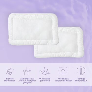 Дитяча подушка 2 шт. дитяча подушка плоска подушка 40x60 см сертифікована за стандартом Oeko-Tex Standard 100