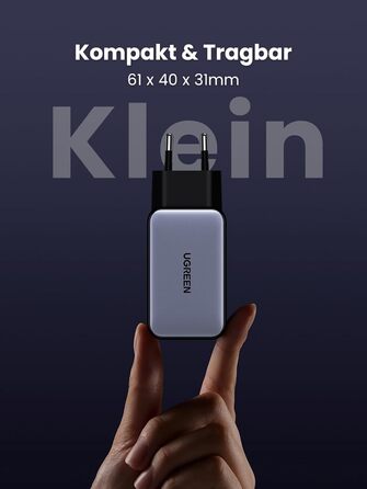 Адаптер живлення з 3 шт. USB-C портом швидкої зарядки Компактний зарядний пристрій, сумісний з MacBook Pro/Air, ноутбуком HP, iPad