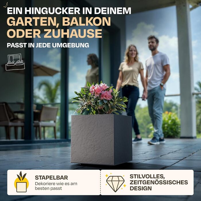 Квітковий горщик Ondis24, Vulkan 40 з резервуаром для води, зимостійкий (антрацит)