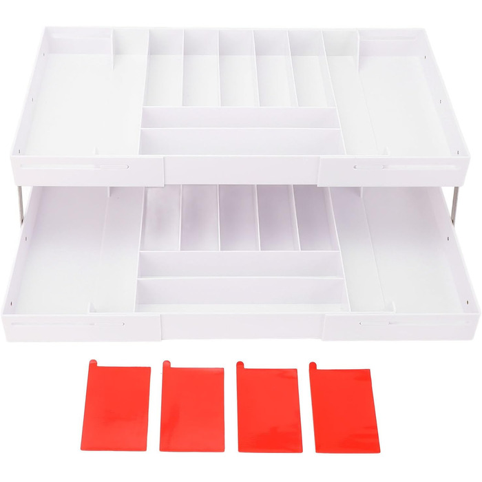 Органайзер для шухляд, складний, стильний, компактний, розширюваний органайзер для столу на кухні та туалетному столику, виготовлений з високоякісного пластику (білого кольору)