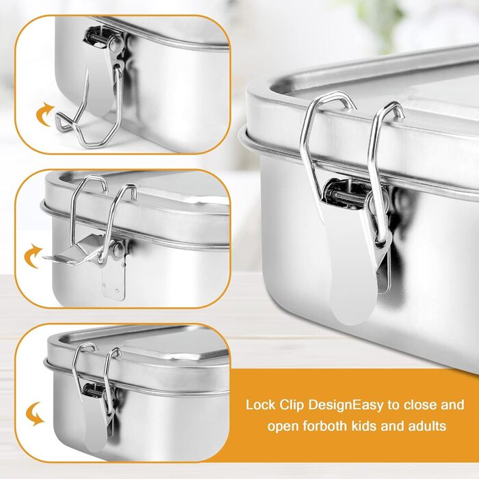 Ланчбокс Miiepls з нержавіючої сталі, 800 мл, з двома відділеннями, герметичний, екологічний та без BPA для дорослих і дітей