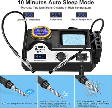 Паяльна станція, паяльник Preciva 60 Вт з дисплеєм і 2 допоміжними руками, регульована температура 90480C, режим очікування, паяль